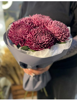 Букет из 5 хризантем бигуди