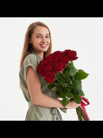 21 красная роза 50 см