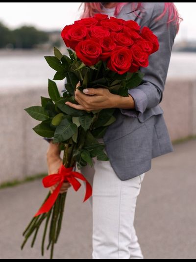 Букет из 15 голландских роз 100 см